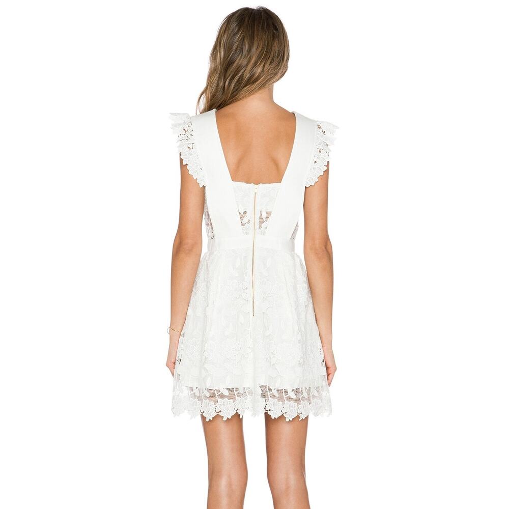 Self-Portrait x Revolve | NWT | 2 | Frilled A-Line White Lace Apron Ruffle Dress - Picture 2 of 7